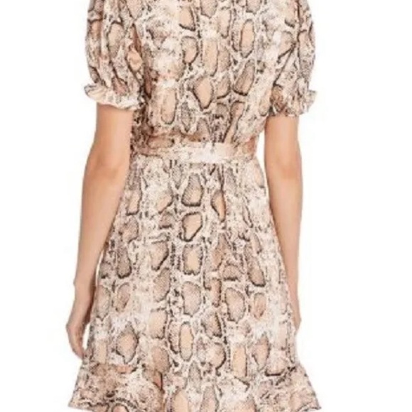 Aqua snakeskin ruffle wrap dress - Picture 2 of 4